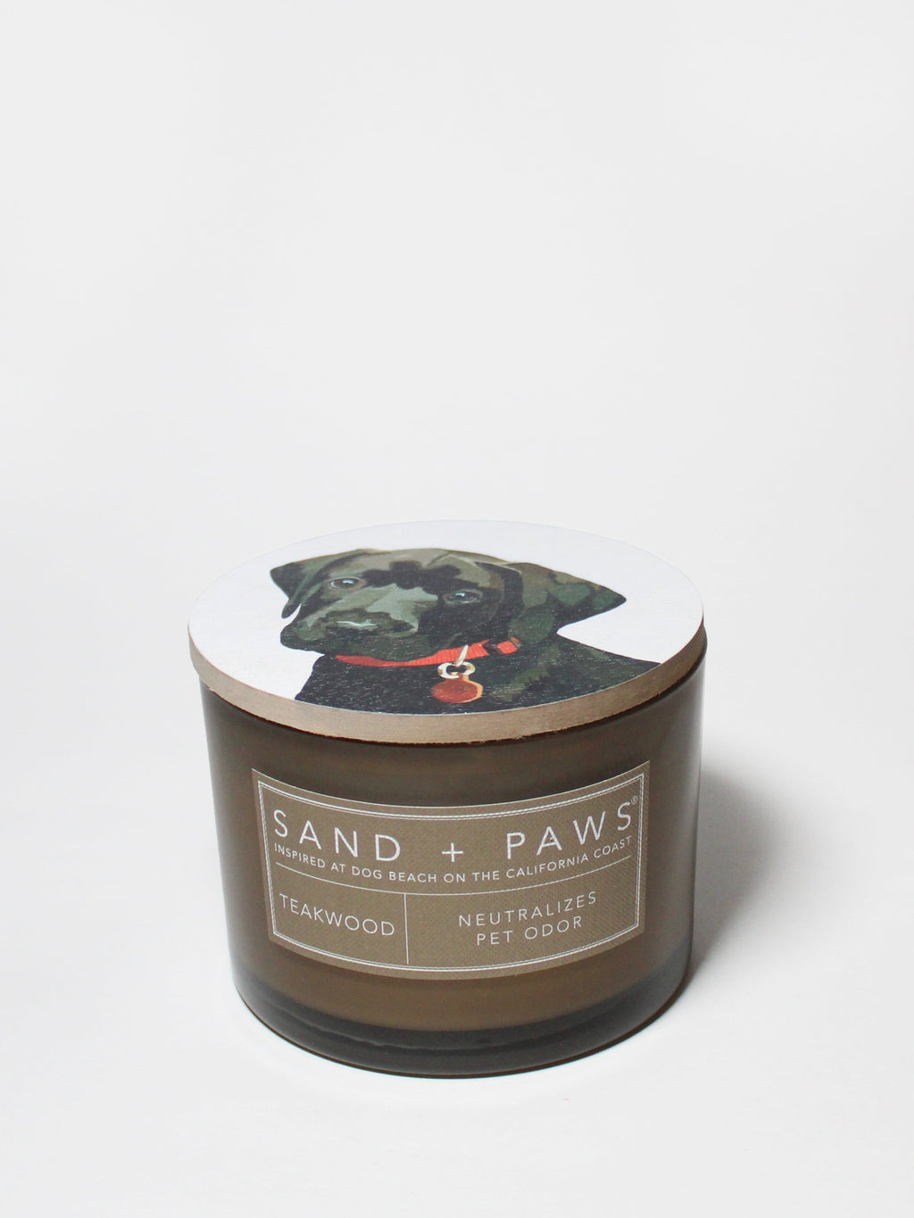 Cozy Sand + Paws Teakwood 12 oz scented candle
